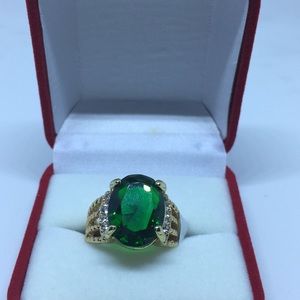 Ladies Green Gold Plated Ring